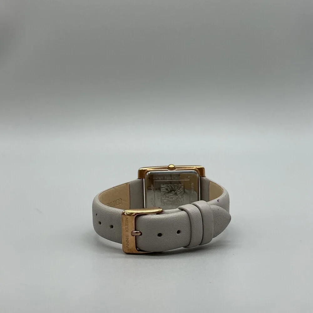 Anne Klein AK/2708 Womens Watch 28mm Gray Dial Gold Tone Leather New Battery